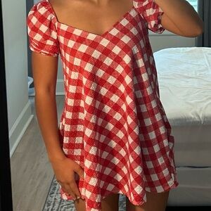 ASOS Red and White Puff Sleeve Sundress